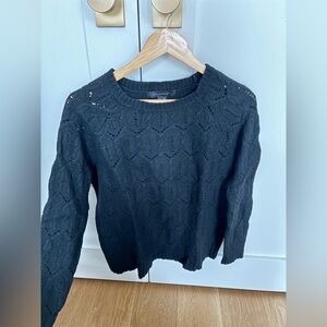 Black Cable Knit Sweater in Cashmere & Lambswool